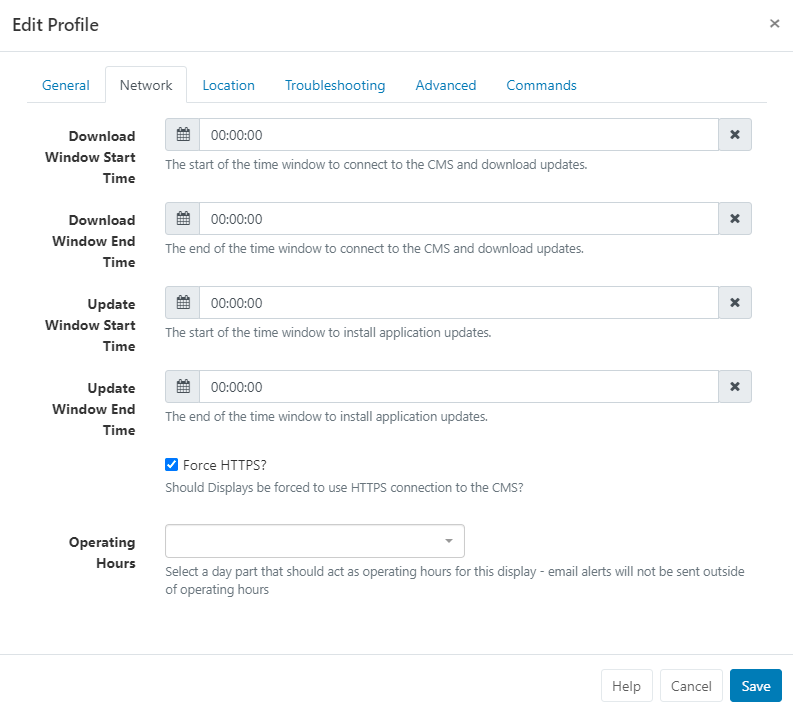 Display Settings Network